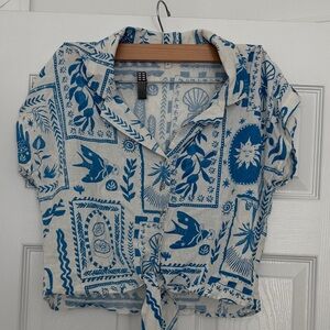 Calypso Saint Barth linen Tie-Front Crop Top size m